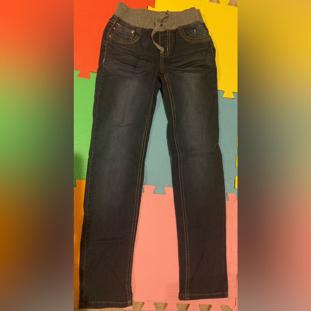 Vigoss Girls Pull-On Knit Waist Denim Jeans Dark Wash Size 10 NWOT - Picture 2 of 4
